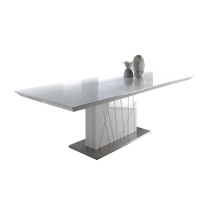 Mesa de comedor extensible IMPERIO - blanco brilloy plata - 160/220x90x76cm