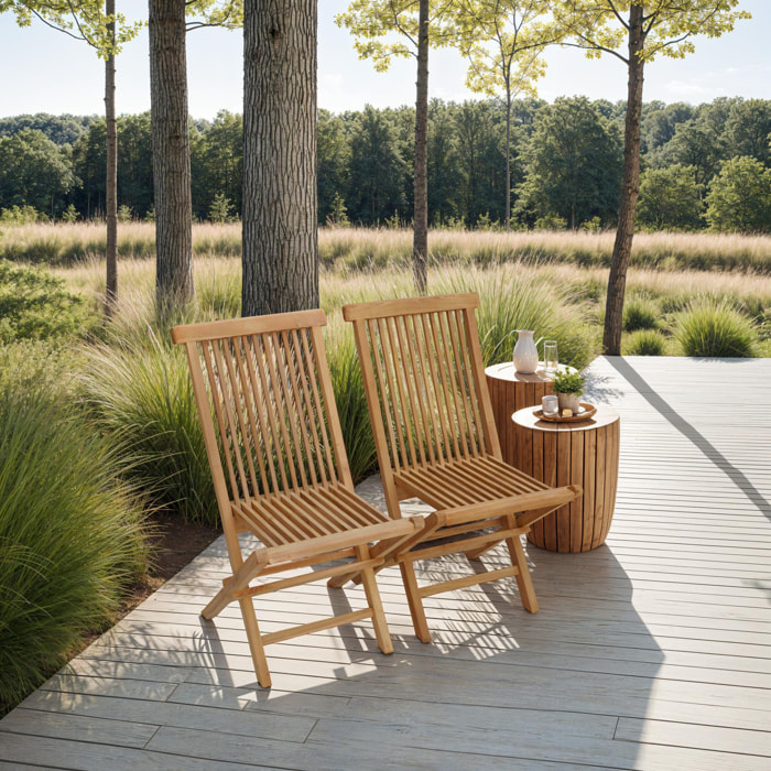 Lot de 2 chaises de jardin en teck LOMBOK