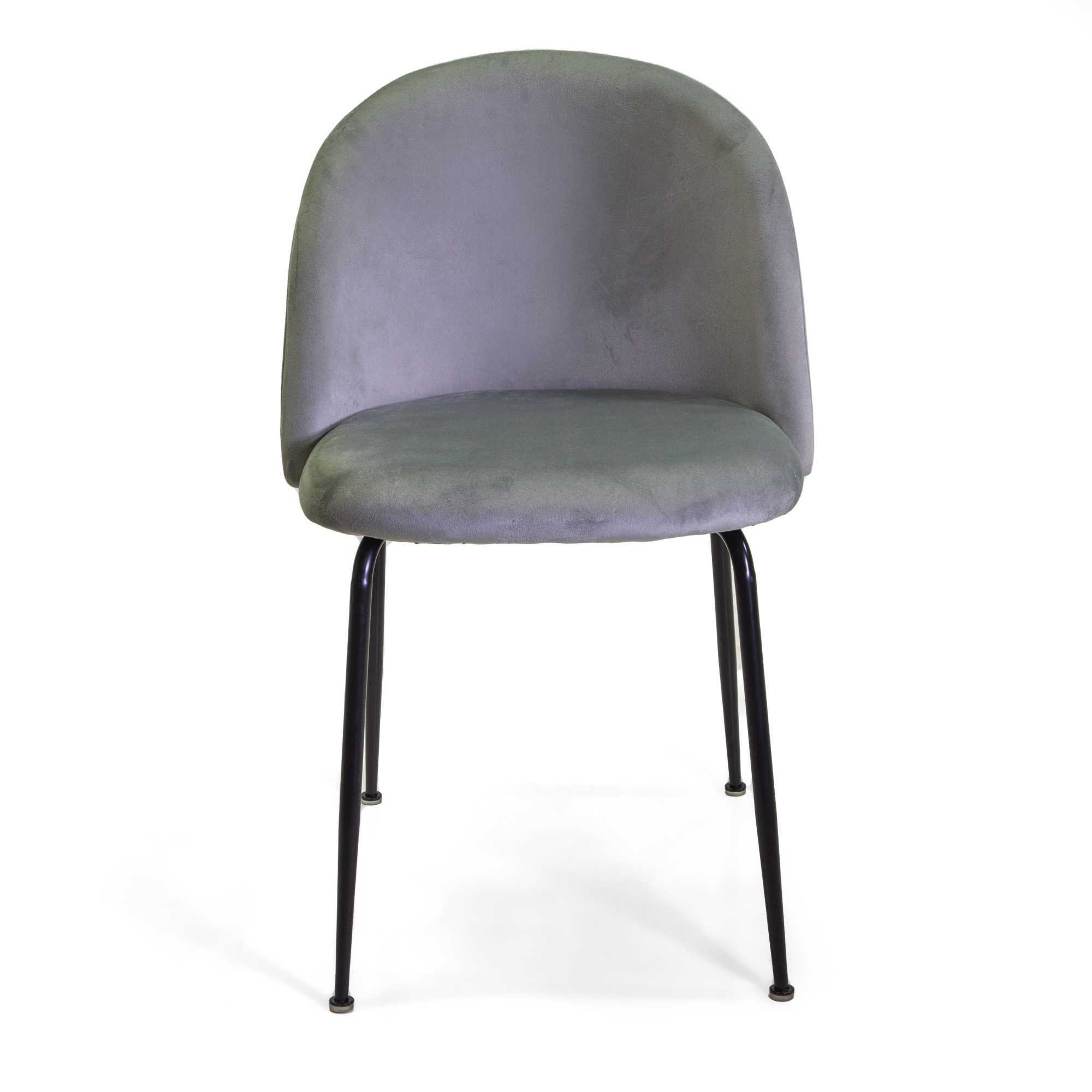 Sedia Sammi Vacchetti in velluto grigio con struttura nera cm50x57h77,5