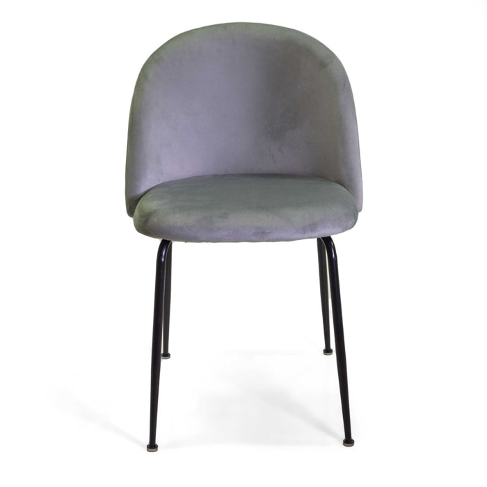 Sedia Sammi Vacchetti in velluto grigio con struttura nera cm50x57h77,5