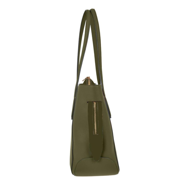 LEAN Borsa donna con tracolla Romeo Gigli Milano con dettaglio mezza luna sulla zip verdone