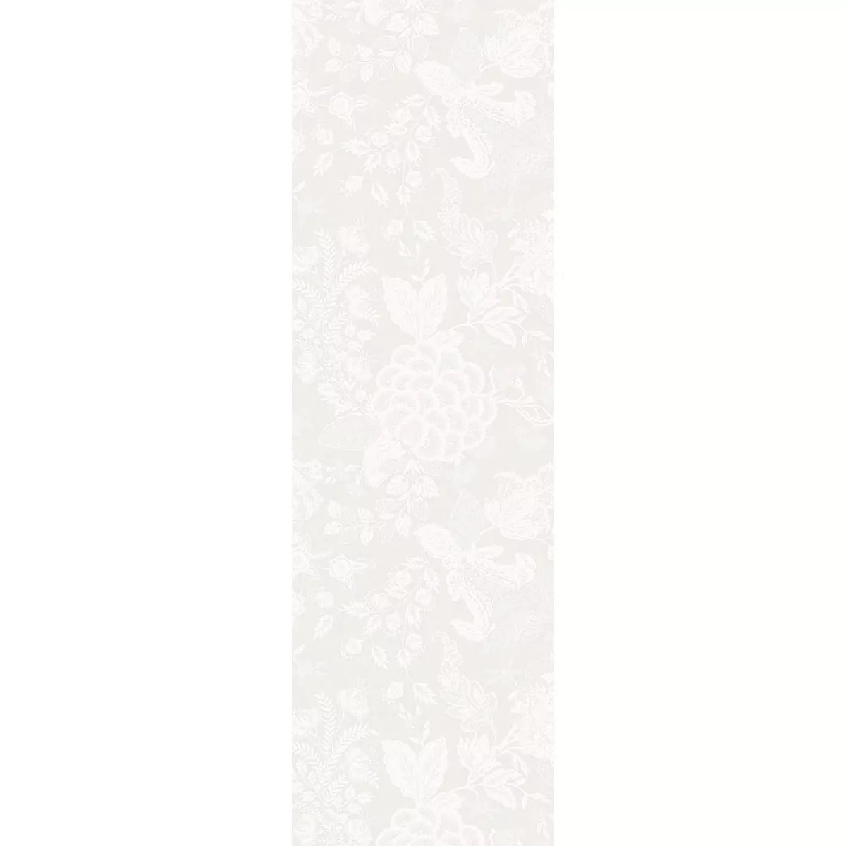 Chemin de table lin & coton anti tache motif jacquard Mille giverny blanc