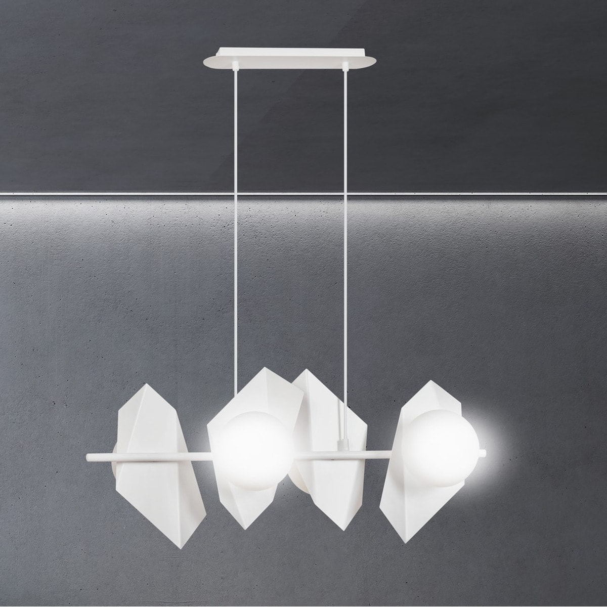 Lampada a sospensione Drifton in acciaio bianco