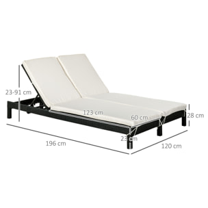 Bain de soleil transat 2 places grand confort matelas inclus