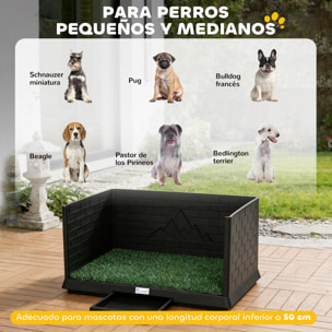 Inodoro para Perros con Césped Artificial, 75x51x36,5 cm, con Paredes Altas, Bandeja Deslizante y Fácil de Limpiar, Bandeja Sanitaria para Perros para Entrenamiento, Interior y exterior, Negro