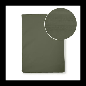 Drap plat percale de coton uni vert La percale francaise kaki