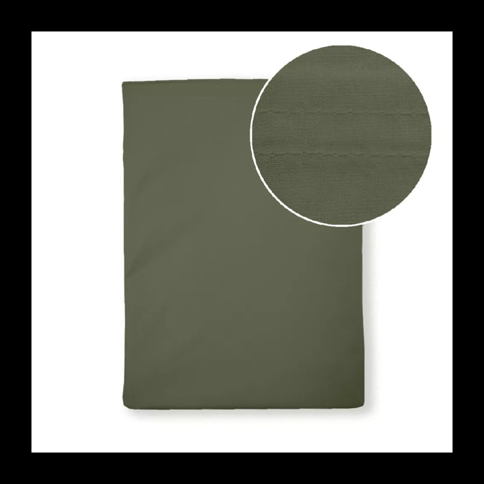 Drap plat percale de coton uni vert La percale francaise kaki