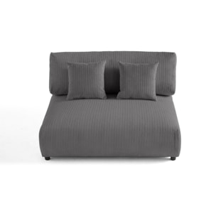 Garance - module d'assise 2 places - en velours côtelé - Gris foncé