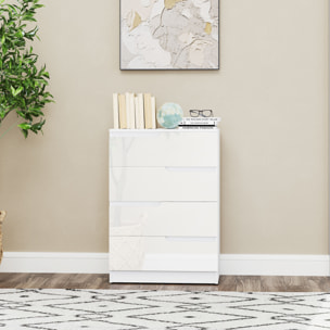 Cómoda con 4 Cajones Cómoda de Dormitorio Moderno con Anti-vuelco Cajonera para Salón Pasillo 60x40x85 cm Blanco