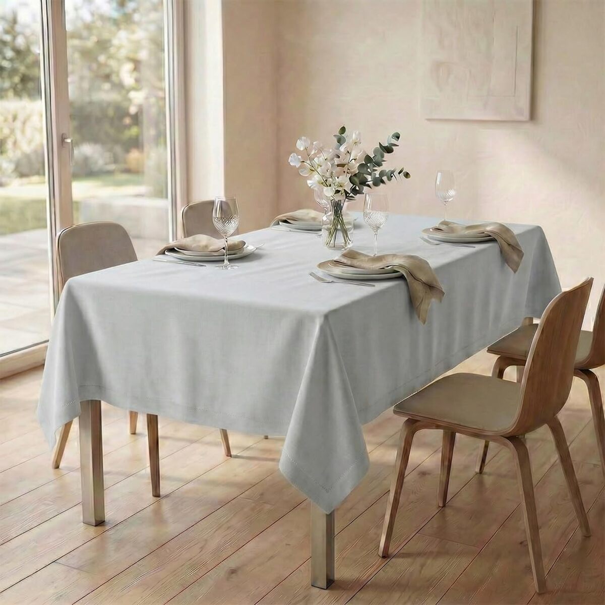 Tovaglia ajour in cotone - GRIGIO MELANGE