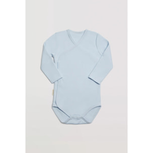 Body neonato basic incrociato a manica lunga azzurro