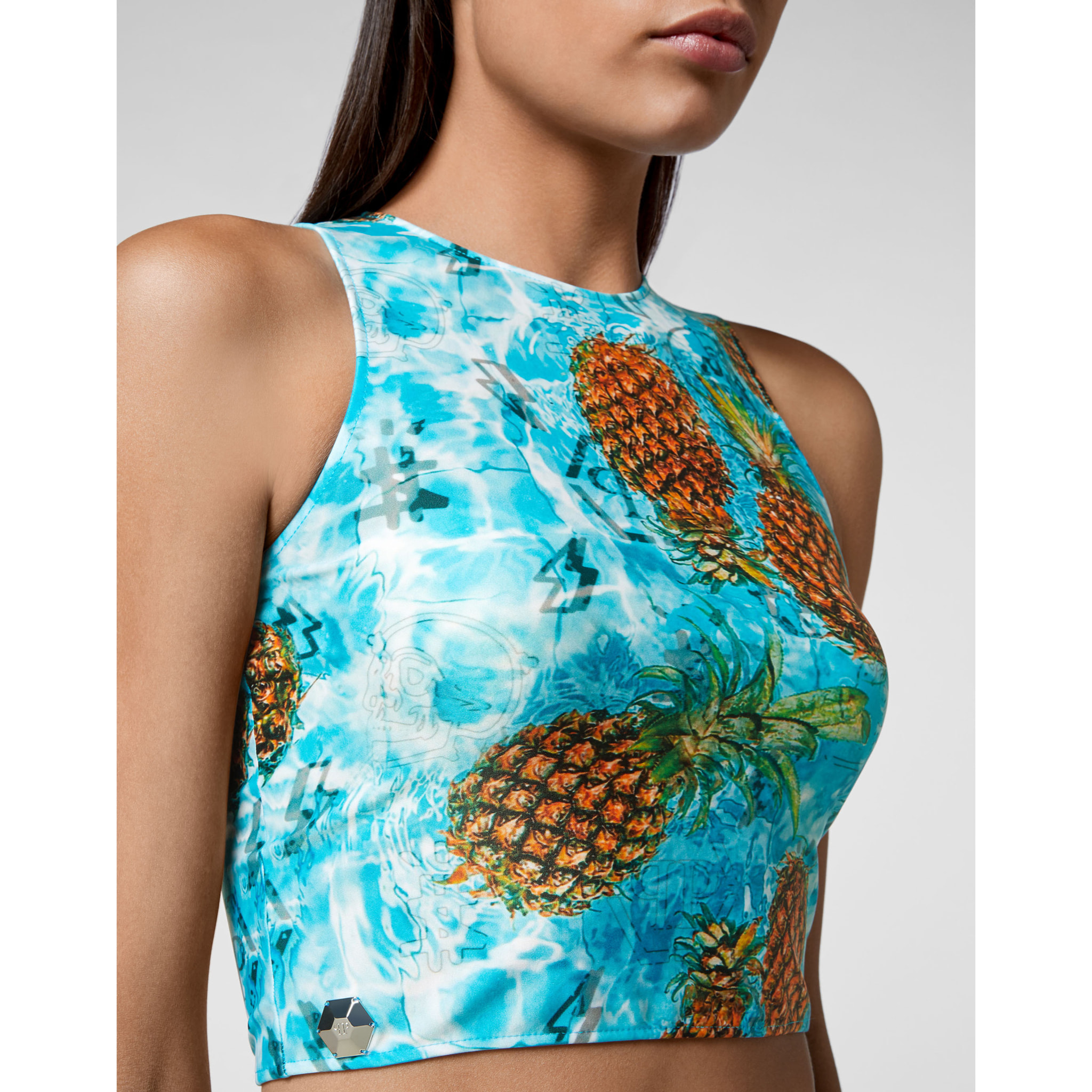 PHILIPP PLEIN Crop Top Pineapple Skies