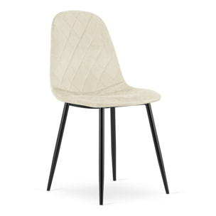Sedia Asti in velluto beige con gambe nere