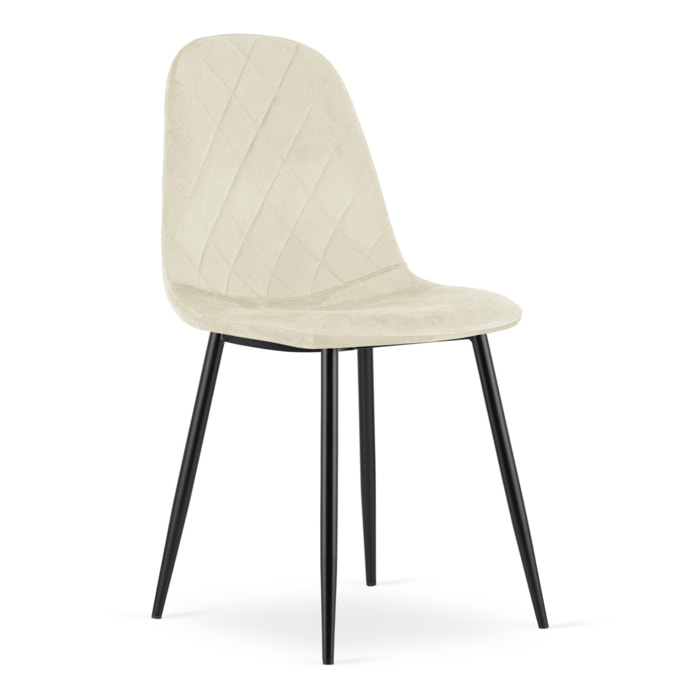 Sedia Asti in velluto beige con gambe nere