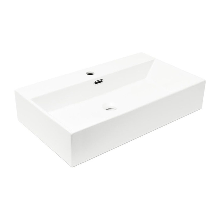Lavabo SAT Cube Way 75x42 cm ouverture pour un robinet au milieu SATCW7542