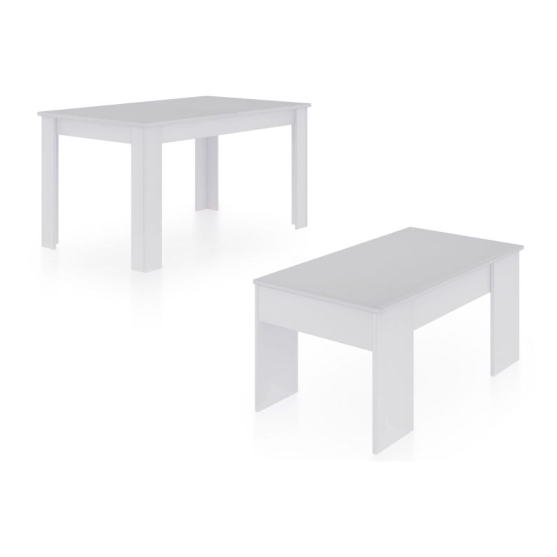 Pack mesa de comedor 140 y mesa de centro Vita Blanco Artik (Blanco Mate)