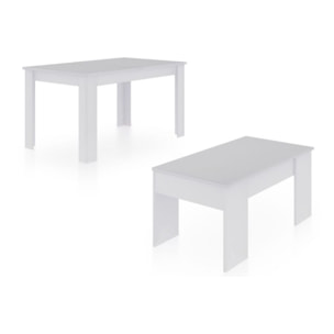 Pack mesa de comedor 140 y mesa de centro Vita Blanco Artik (Blanco Mate)