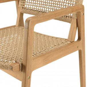 VALERIA - Lot de 2 fauteuils jardin teck naturel rotin synthétique beige