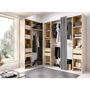 Guardaroba grande Alanno, Mobile camera da letto, Cabina armadio portabiti, Armadio appendiabiti, 234x141 h205 cm, Rovere