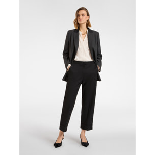 Elena Mirò - Pantalones cropped con puños - Negro