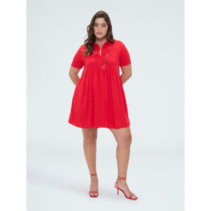 Fiorella Rubino - Vestito Smile corto in mussola - Rosso