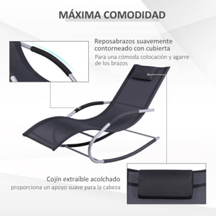 Tumbona Mecedora de Jardín con Almohada Sillón Tumbona Ergonómica de Exterior