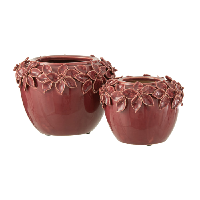 J-Line cache-pot Fleur - céramique - rose - large - Ø 22.5 cm