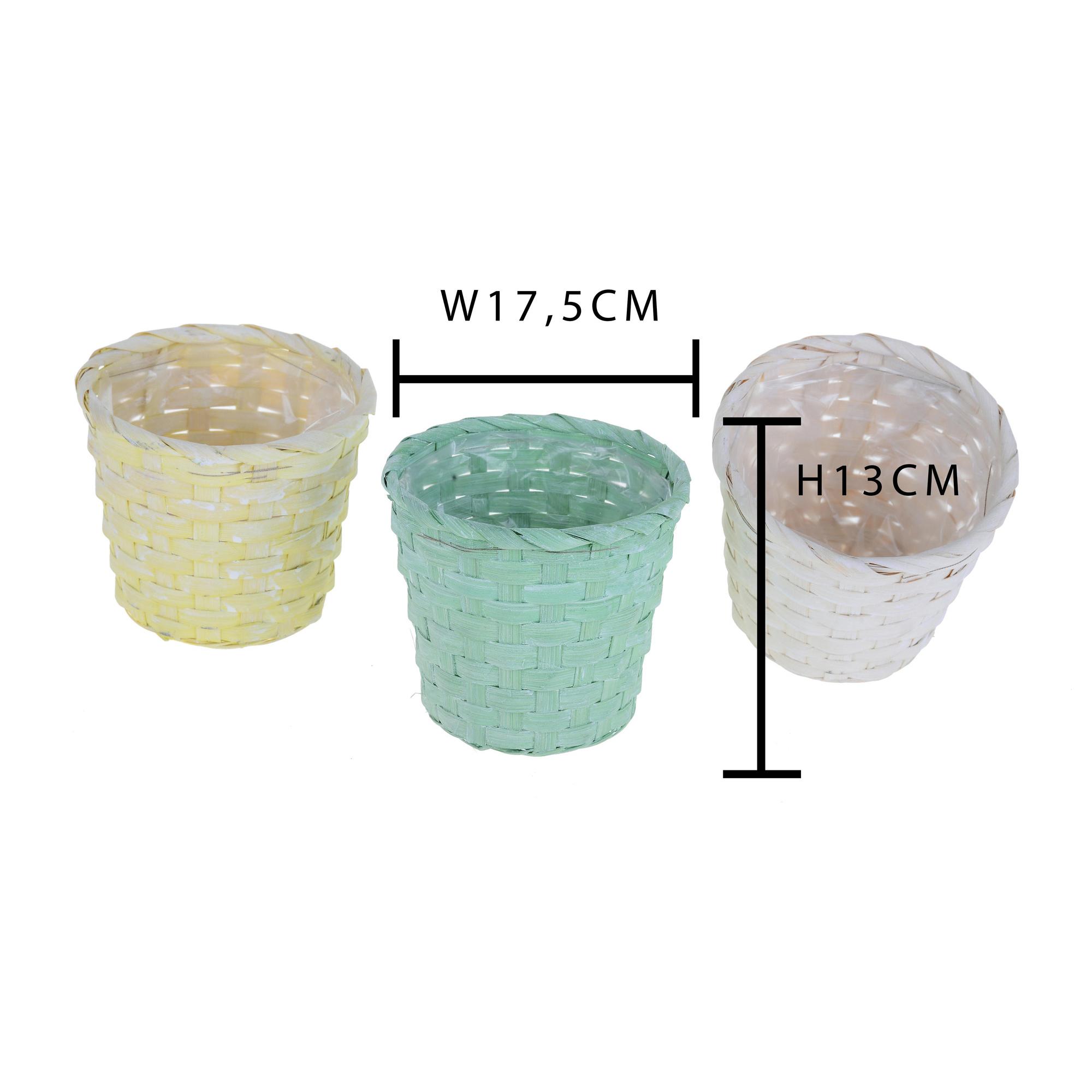 Cesto In Vimini. Altezza 13 Cm - Pezzi 6 - 17,5X13X17,5cm - Colore: Incolore - Bianchi Dino - Cesti A Cachepot