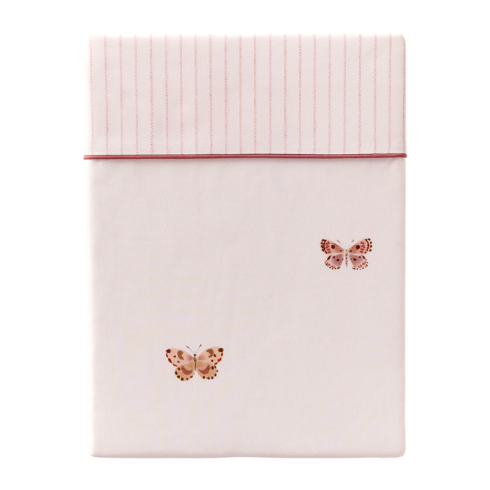 Drap plat imprimé en percale de coton, DÉLICATESSE, Rose foncé