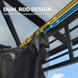 Pergola pavillon de jardin alu métal double toit polycarbonate 3 x 3,5 m rideaux moustiquaires inclus