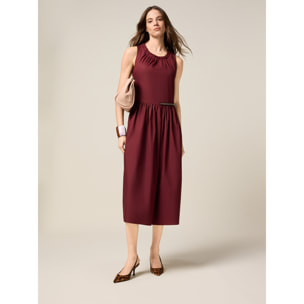 Oltre - Vestito flare midi in popeline - Bordeaux
