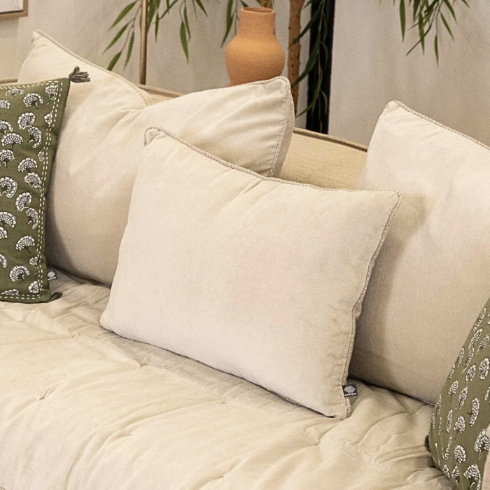 Coussin en velours réversible - Naturel