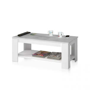 Mesa de centro elevable Ambit Blanco Artik (Blanco Mate) - Gris Cemento