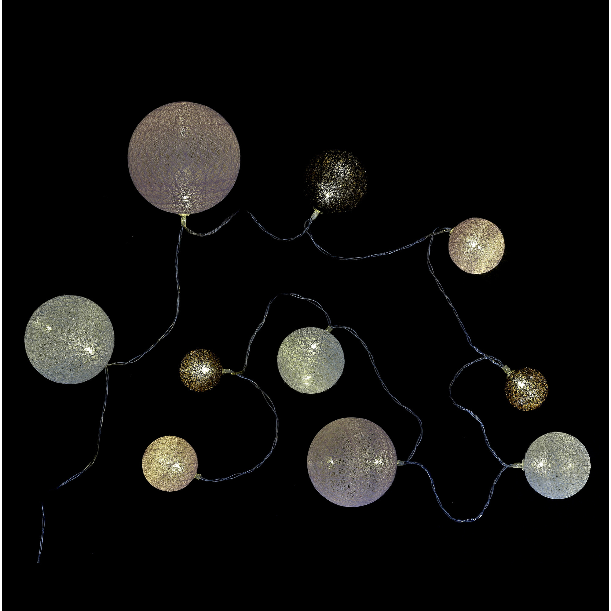 Guirlande Boule 10led Multi-taill Poudre 192cm