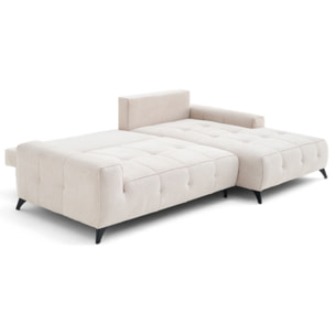 Rimini - canapé d'angle droit 4 places convertible avec coffre en tissu texturé - Beige