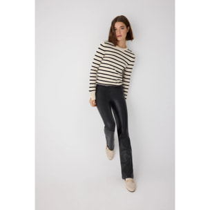 TERMICO Pantaloni effetto pelle a zampa push-up