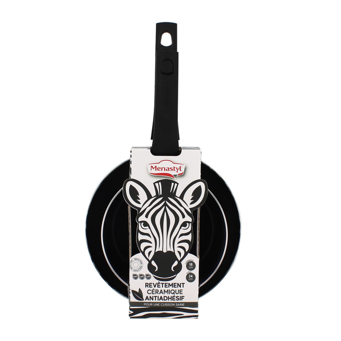 Lot de poêle et casserole en aluminium à motif zèbre - tous feux ANIMALS