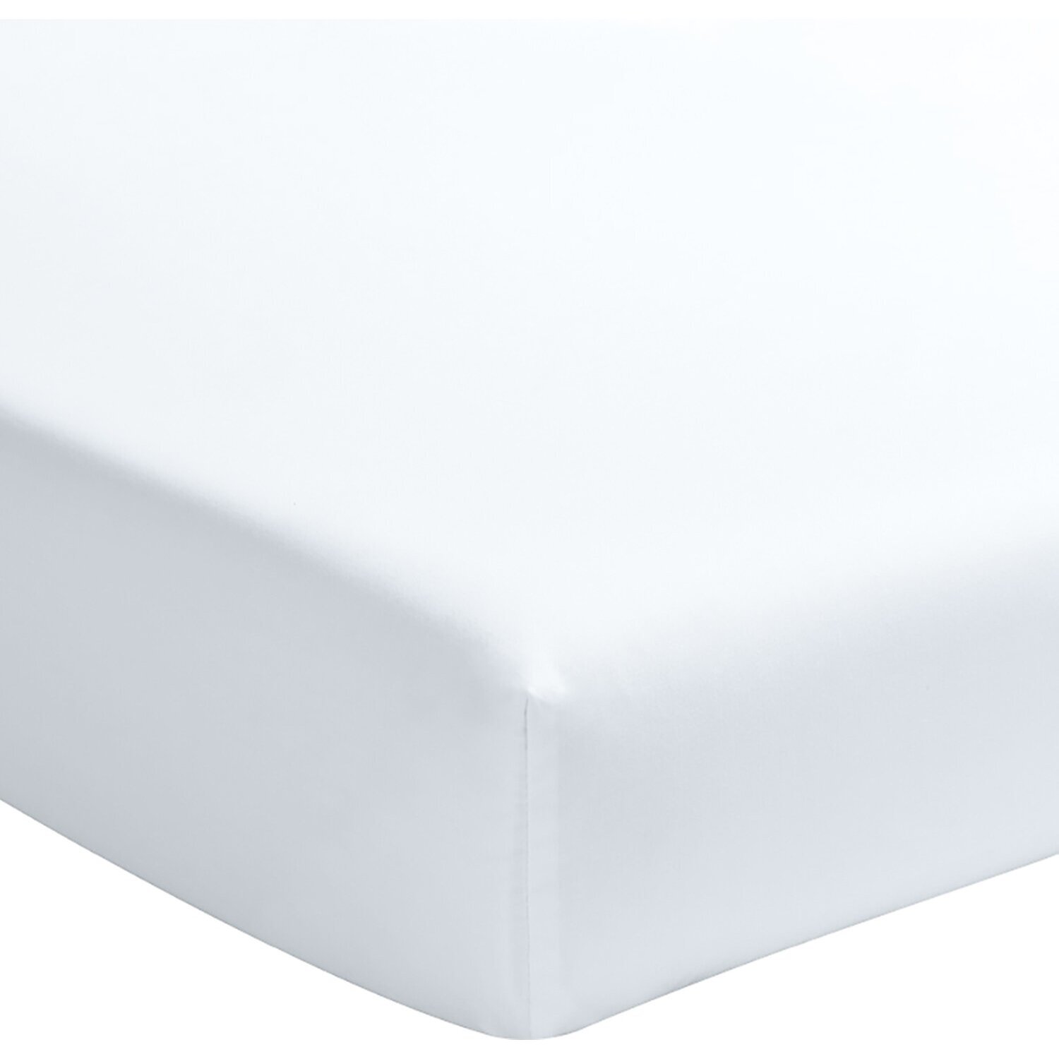 Drap housse - bonnet 30cm 100% percale de coton lavé blanc nuage