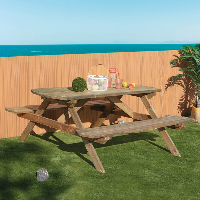 Mesa Picnic Madera De Pino 72x172x159 Cm