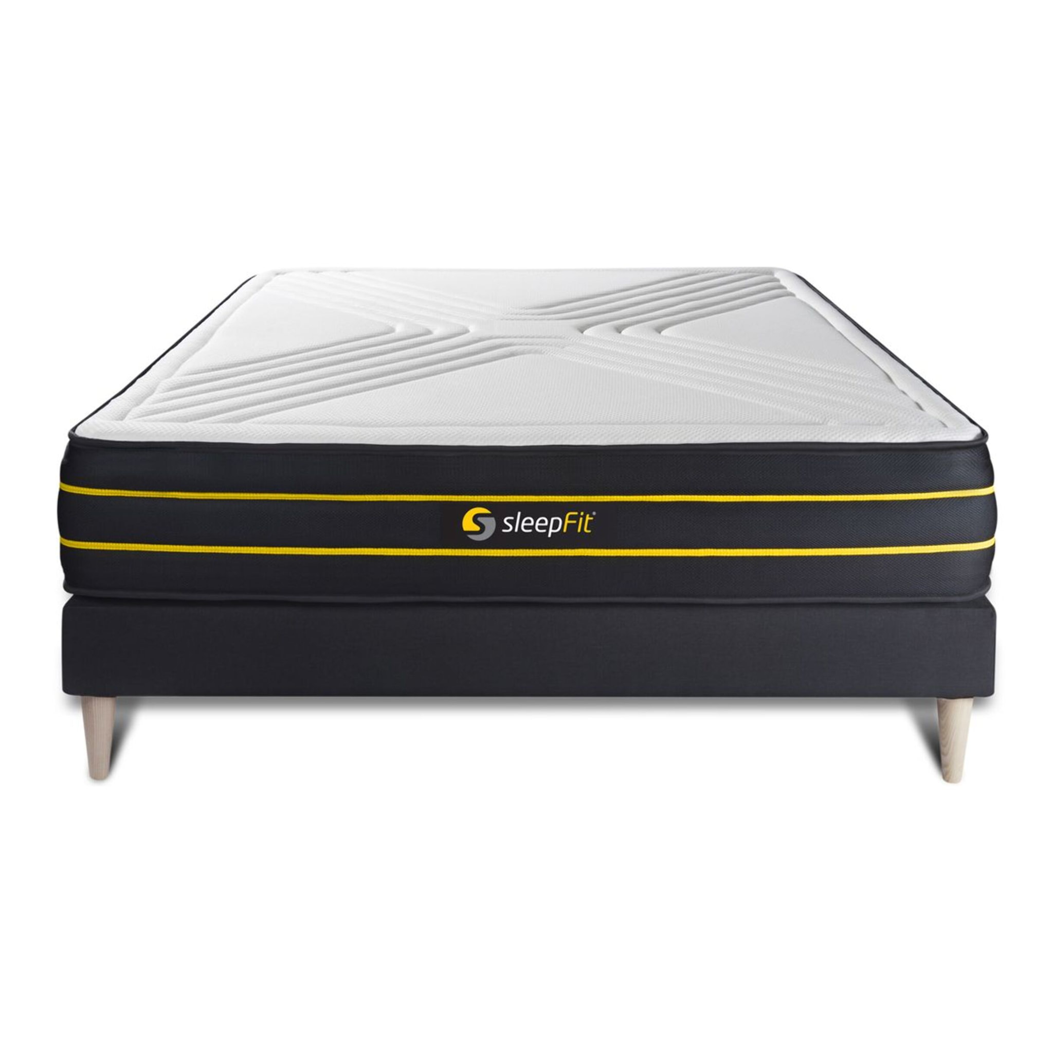 Ensemble - Matelas Mémoire de forme et micro ressorts ensachés 26cm d'épaisseur - 7 zones de confort - Confort équilibré - Sommier tapissier en kit - 2 places