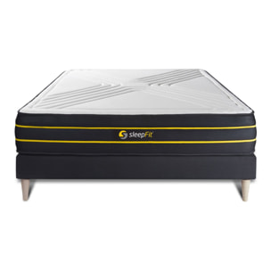 Ensemble - Matelas Mémoire de forme et micro ressorts ensachés 26cm d'épaisseur - 7 zones de confort - Confort équilibré - Sommier tapissier en kit - 2 places