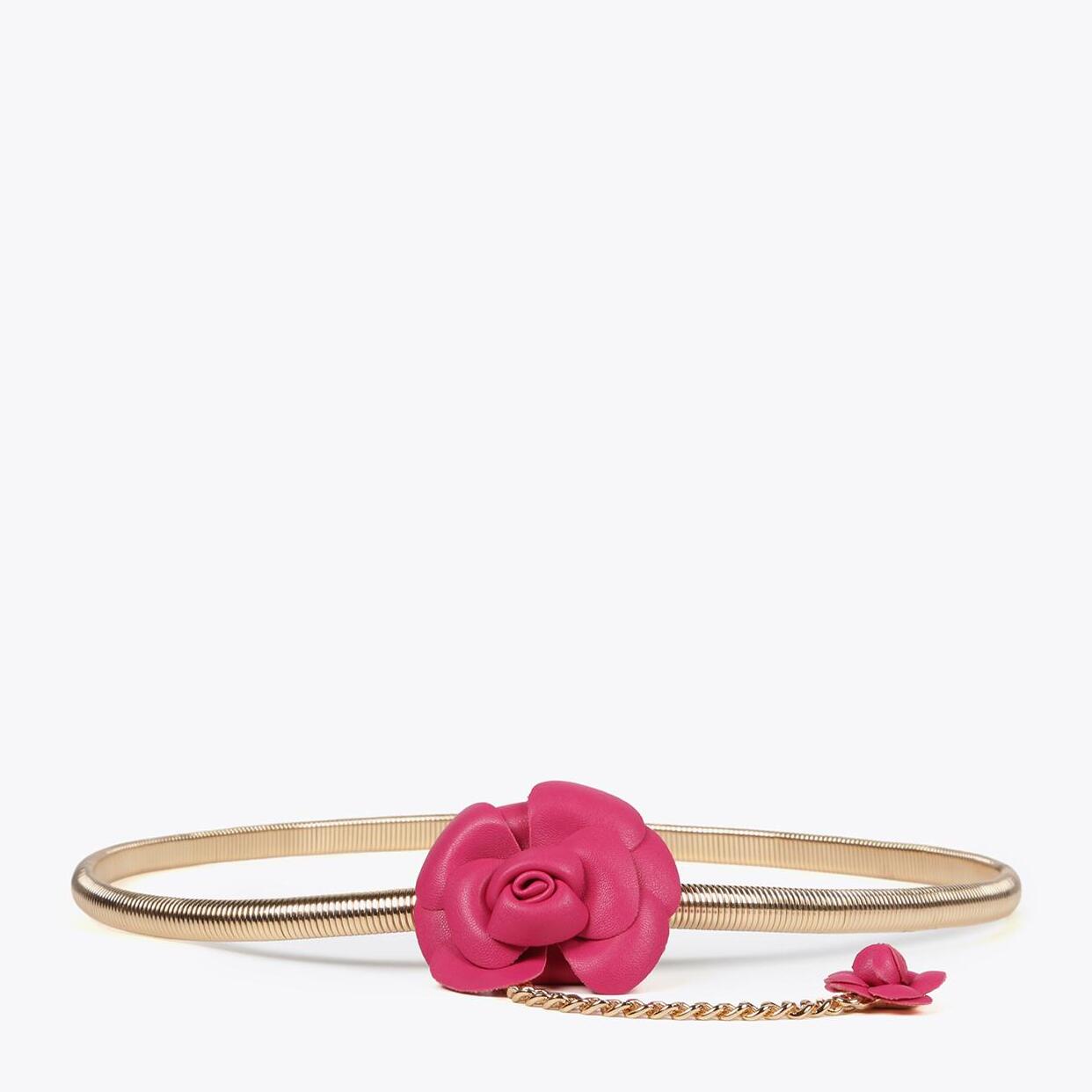 Cintura elasticizzata metallo fiori effetto pelle