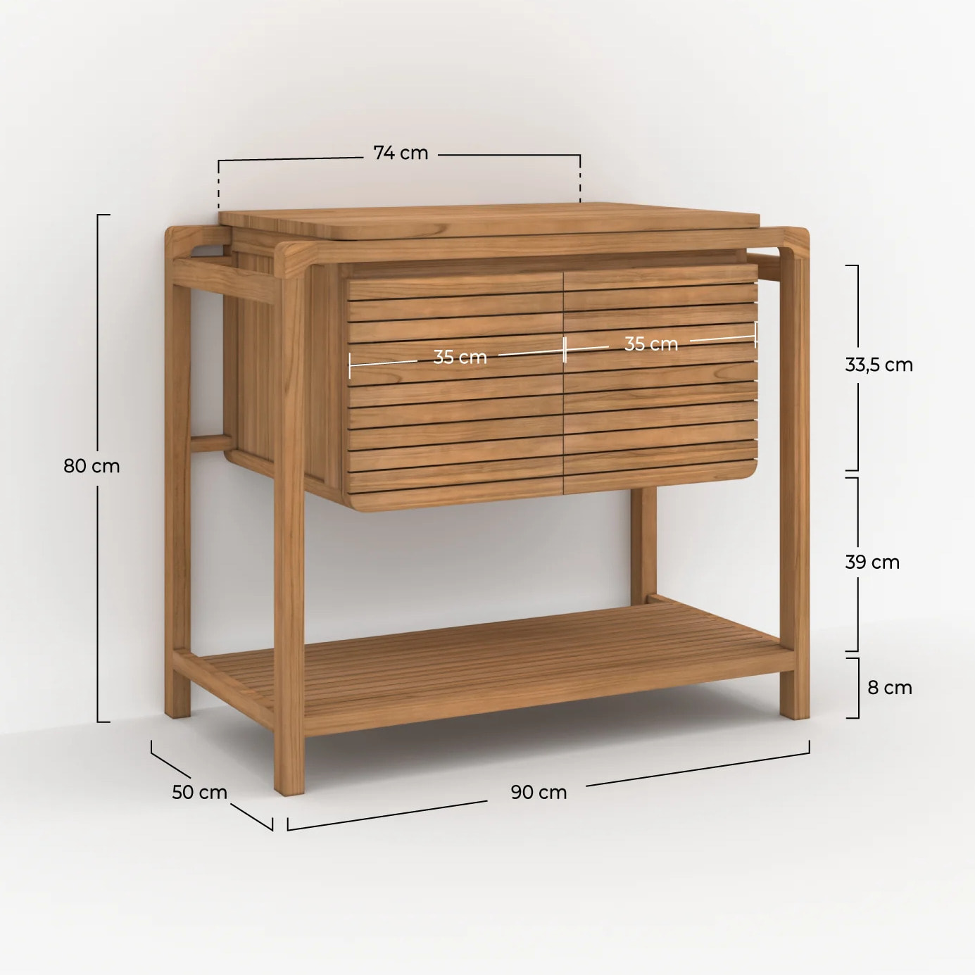 Meuble de salle de bain en bois de teck 90 cm - Lucette