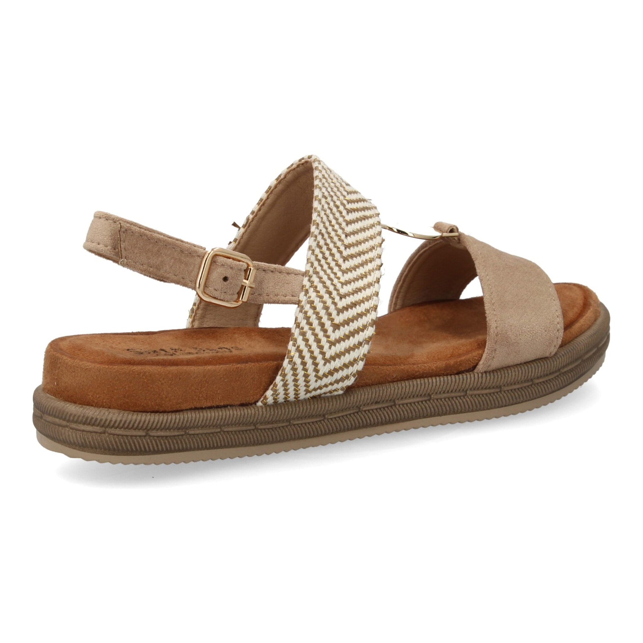 Sandalia mujer cómoda doble tira y adorno metálico