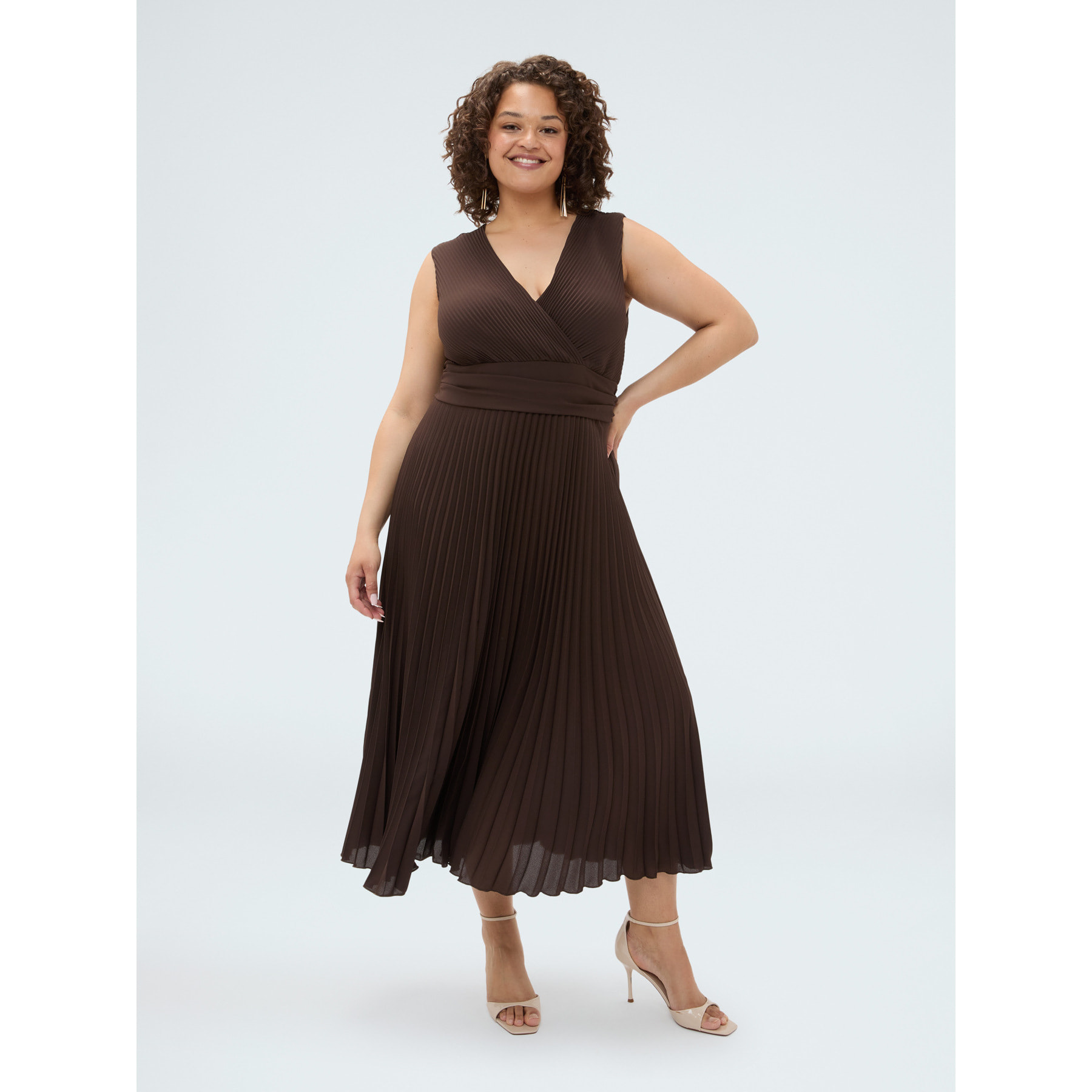Fiorella Rubino - Vestito Dream in georgette plissé - Marrone