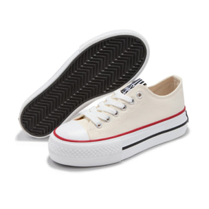 Zapatillas Lona Plataforma Blanco Roto B&W