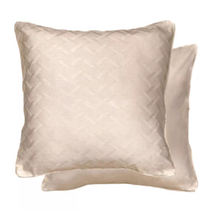 Taie d'oreiller satin de coton motif jacquard beige Adagio lin