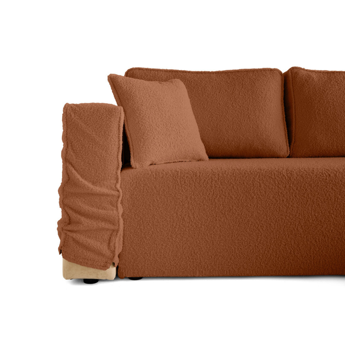 Housse en tissu bouclette pour canapé déhoussable Topaze - Terracotta