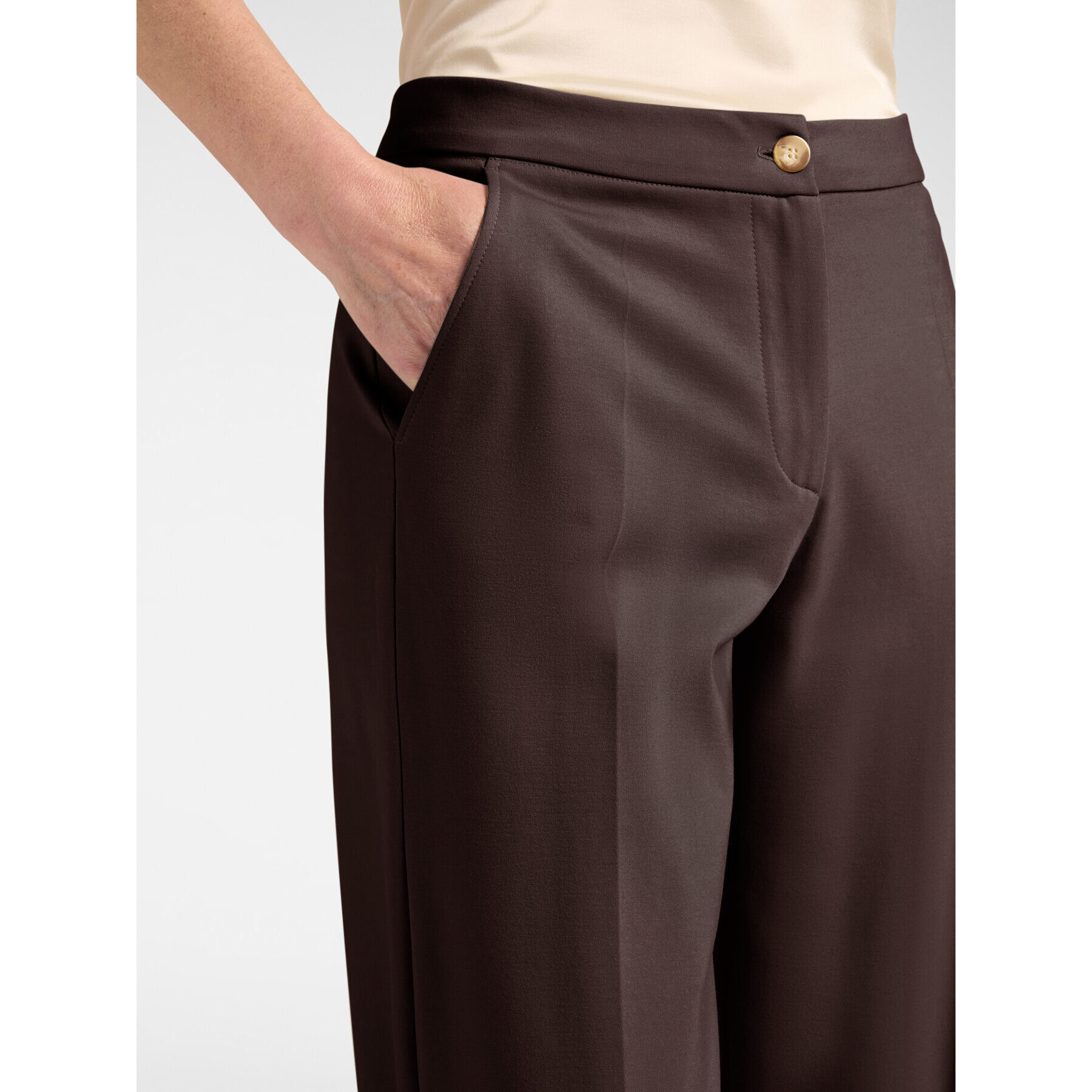 Elena Mirò - Pantaloni dritti in misto viscosa - Marrone
