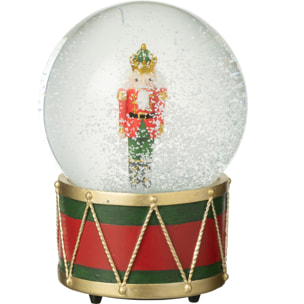 J-Line décoration Boule De Neige Casse-Noisette - polyrésine - rouge/vert foncé